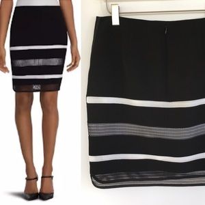 White House Black Market Mesh Stripe Mini Shirt